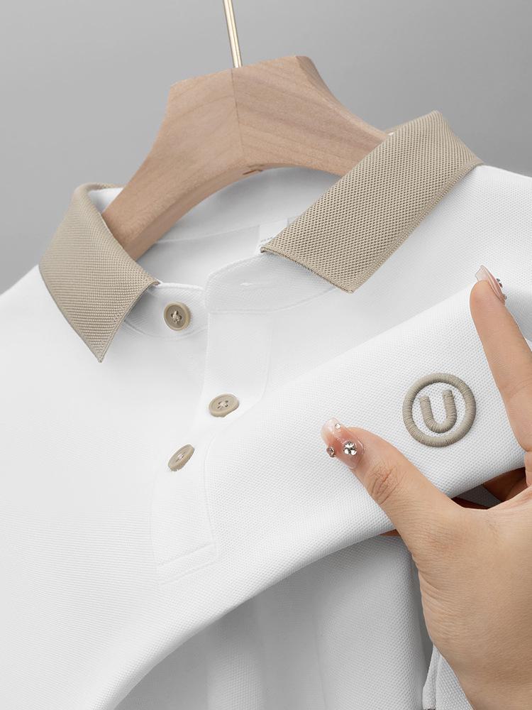 Мужская рубашка поло с коротким рукавом: Летняя повседневная легкая роскошь с вышитым лацканом для модных пап