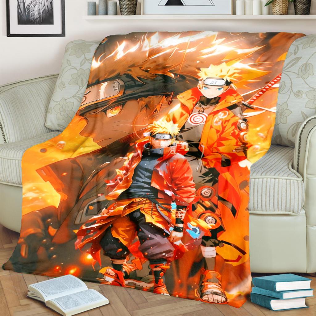 Anime-Naruto Print Blanket Warm Comfortable Flannel Blanket for Bedrooms, Sofas, Beds, Chairs, Picnics, Travel -LXR51