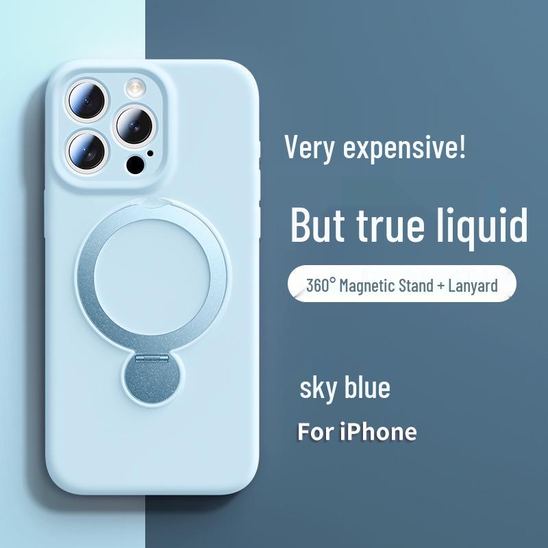 Чехол-подставка из жидкого силикона с магнитом для iPhone 15/16 Pro Max - Защитный чехол с полной покрытием