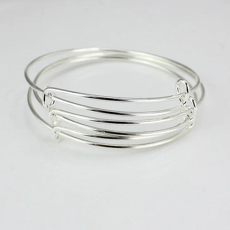 1 шт. Расширяемый браслет-бенгл, серебристый браслет с проволочной обмоткой, регулируемые браслеты, женская модная бижутерия, браслеты-бенглы