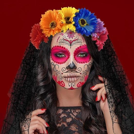 Повязка на голову на Хэллоуин Моделирование Темный Цветок Смерть Эластичная Сетка Цветок Стиль Противоскользящая Вечеринка Фото