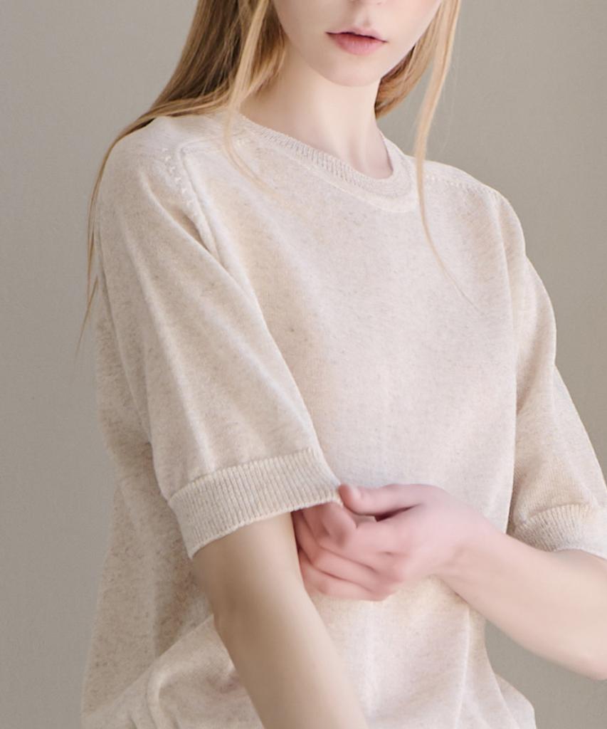 LUSIDA Modern Round Short Sleeve Knit_4 Colors