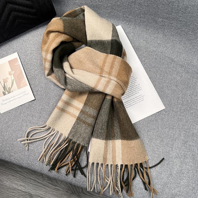 High Quality 100% Wool Scarf Winter Autumn Women Men Pure Wool Scaves Women's New British Style Warm Muffler Female Cold Day
