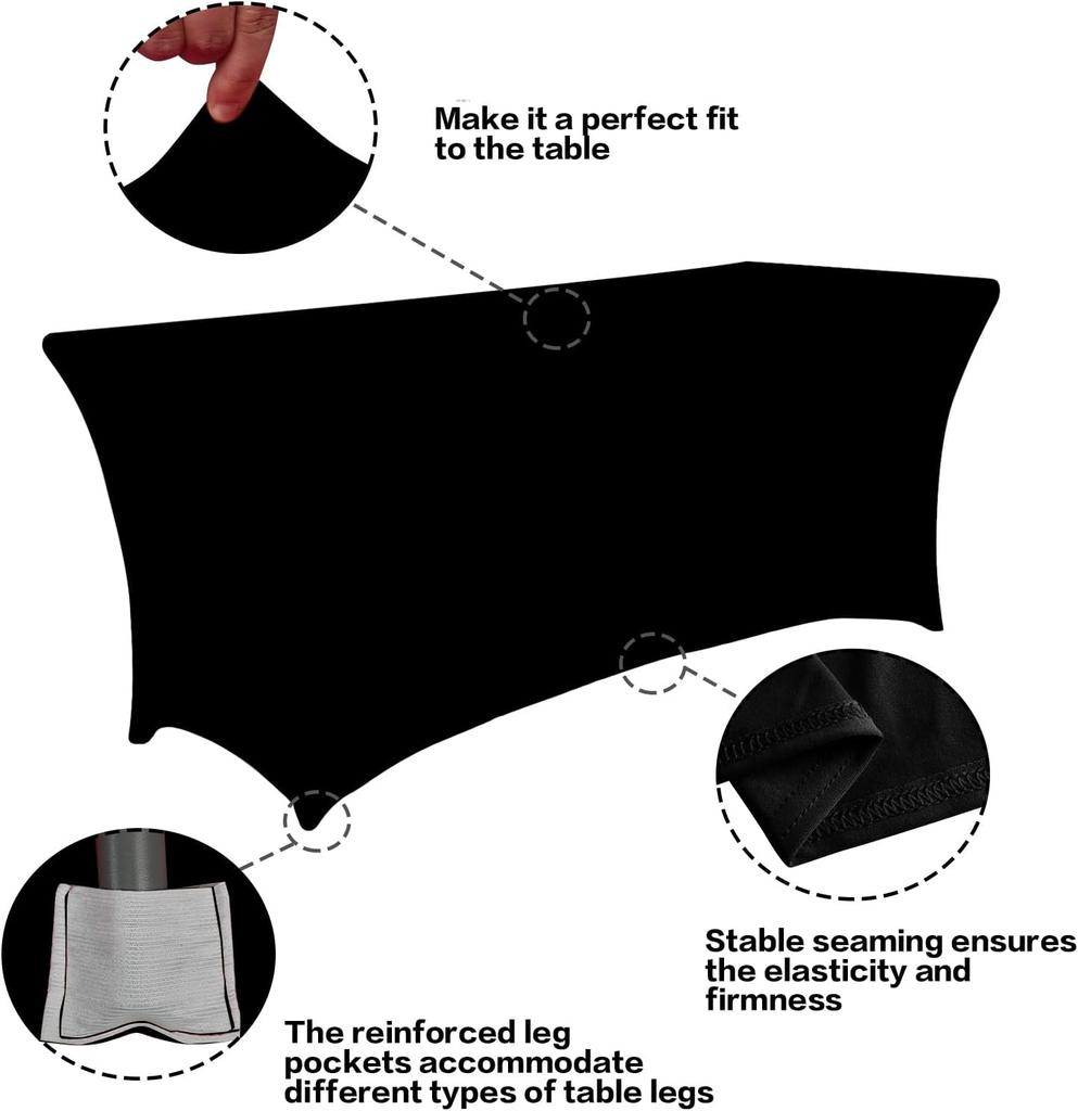 Pack of 3/5pc Stretch Spandex Table Cover Fitted Tablecloth 4Ft/6Ft Rectangle Suitable for Parties Home Banquets Weddings Events