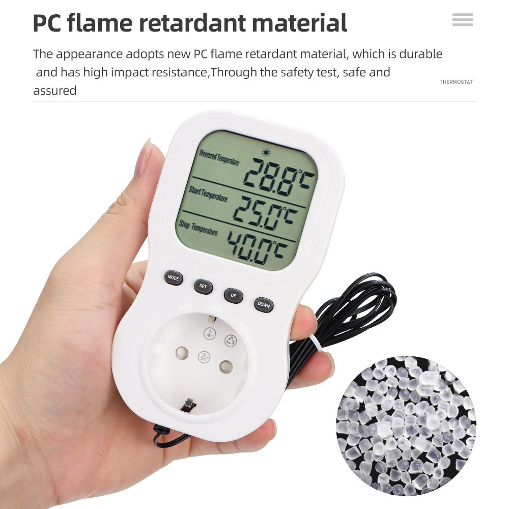 2025 Digital Display Temperature Controller Switch Multi-Function Smart Thermostat Timer Socket Heating Cooling with NTC Sensor