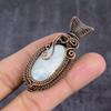 Лунный камень Ручная работа Медная проволока Обертка Ювелирная подвеска 2,36" p2A97