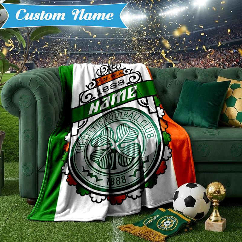 Custom Name Celtic Football Crest Blanket Lightweight Ideal Bedding Blanket Perfect for Travel, Camping, Living Rooms, Sofas, Christmas gift
