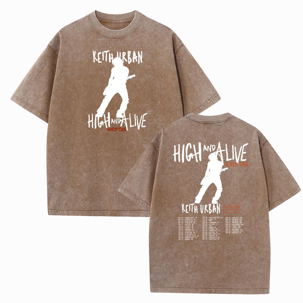 Футболки для тура Кита Урбана Харадзюку Винтажные с круглым вырезом и коротким рукавом Хлопковые мужские и женские футболки Подарочные топы