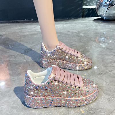 Женские универсальные шлепанцы на низком каблуке с блестками и стразами, сандалии-трансформеры, женская обувь