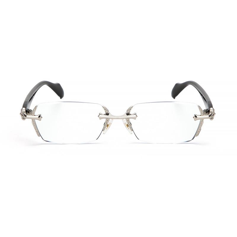New anti-blue diamond trimmed frameless large lens reading glasses point diamond high-end reading glasses elderly fashion