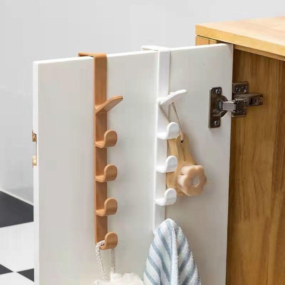 Traceless Door Hanger Hooks 5 Hooks Hanging Rack New Coat Hook for Clothes Bag Caps Purse