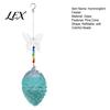 Hummingbird Attracting Feeder Pine Cone Shape Glass with Butterfly/Dragonfly Decor, Outdoor Hanging Shaped Bird Water Beads Chain for Garden