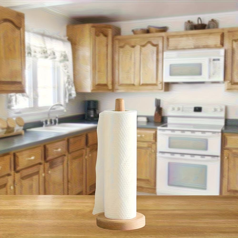 Wood Paper Towel Holder Durable Anti-Skid Tissue Vertical Stand Rack Hook For Kitchens Bathrooms Living Rooms