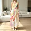 U-Neck Sleeveless Maxi Dress for Women,Abstract Art Vacation Long Dress,Lightweight Loose Fit Summer Dress,Breathable Casual Wear for Beach