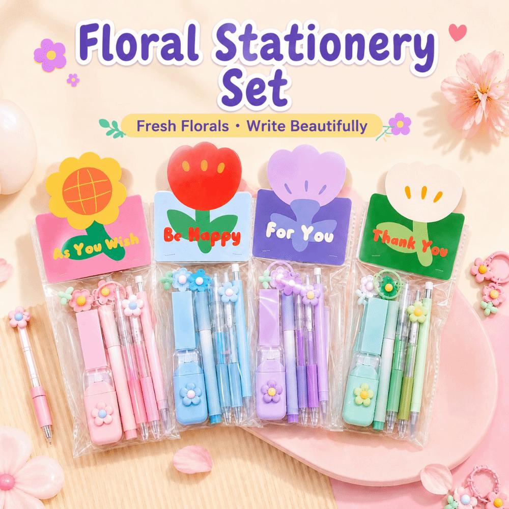 Dreamy Flower Stationery Kit 8-in-1 Gel Pen Multi-functional Correction Tape School Supplies
