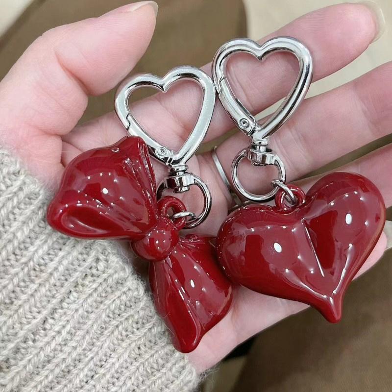Простой темпераментный красный бант сердце акриловый брелок кулон для женщин девочек универсальный рюкзак украшения аксессуары подарки