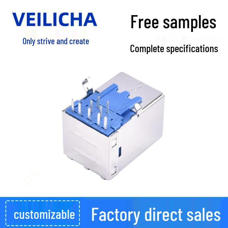 USB 3.0 Type B Female 90° Board Mount DIP Connector for Printer/Fax Interface