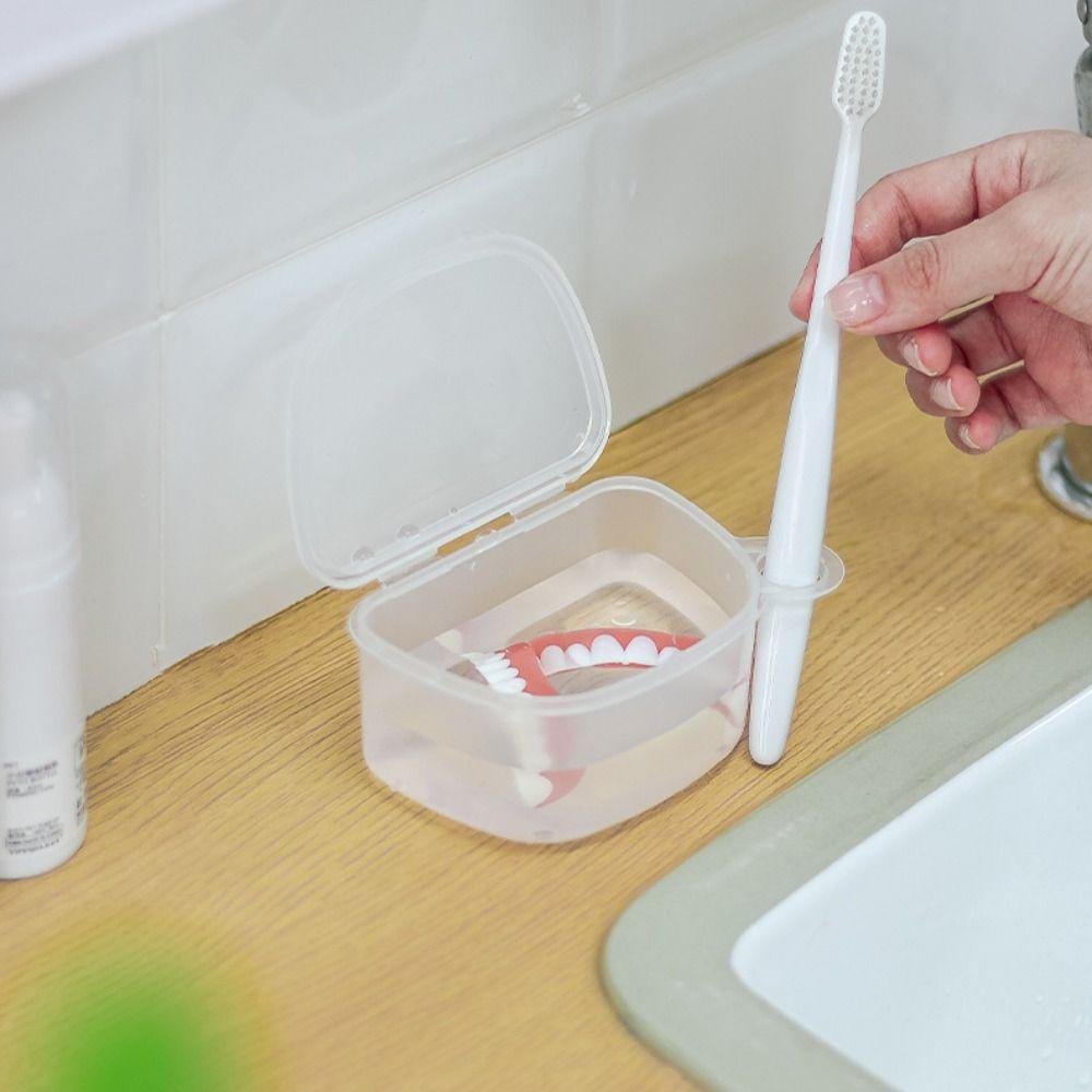 Container Artificial Tooth Boxes Transparent Cleaning Teeth Cases False Teeth Storage Box