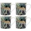 [R0473] - Porcelain Mug Set 'Jungle Fever' Green Black (4 Mugs) - 85x85 Mm (leopard)