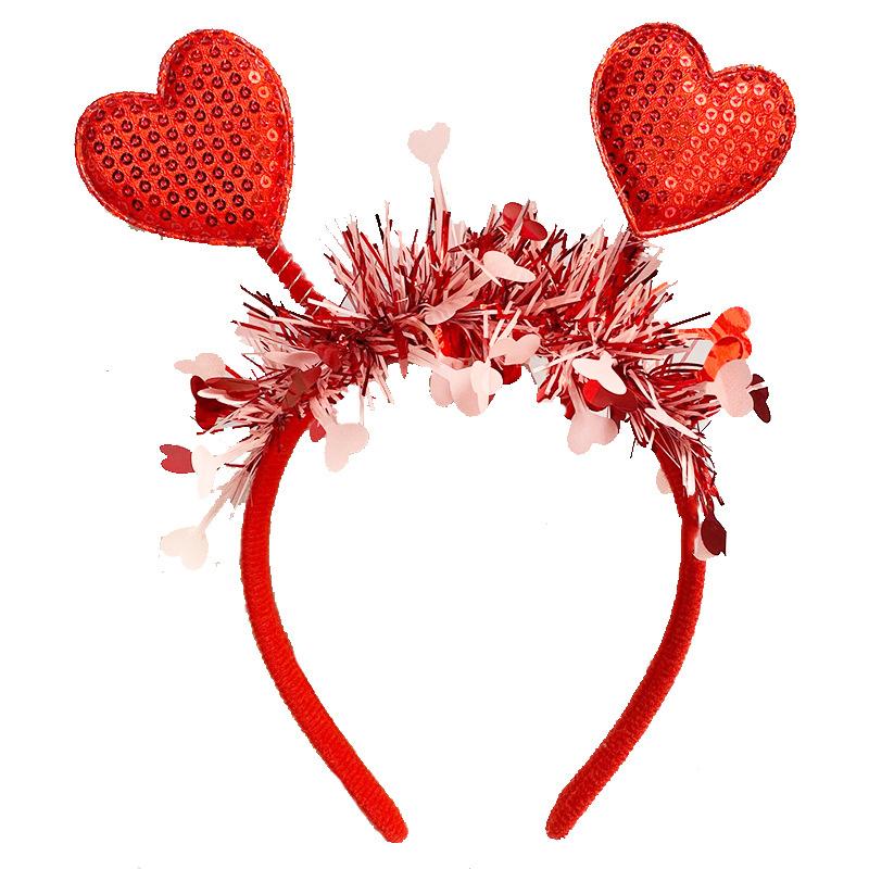 Red Heart Headband Heart Hair Accessories Valentines Day Hairband Hair Hoop Photo Props Valentines Headband For Lovers Wives