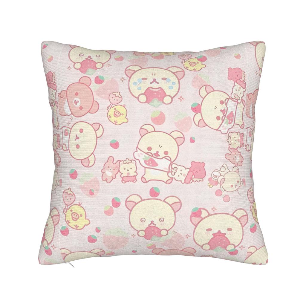 Квадратная наволочка Rilakkuma Клубничный Мультфильм Чехлы для Подушек Новинка Полиэстер Декор Наволочка для Дома 18x18