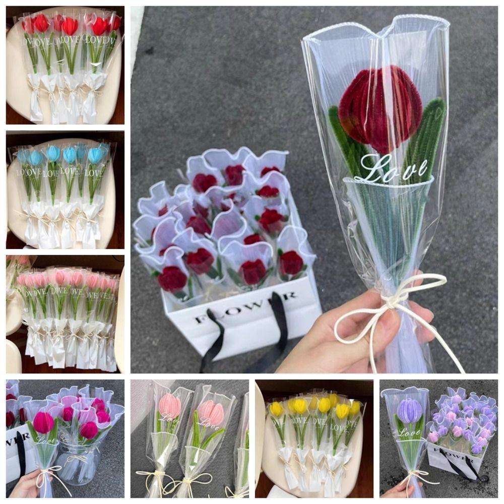 Handmade Sweet Flower Bouquet Graduation Gifts Artificial Tulip Flower Tulip Twisting Rod Birthday