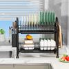 Dish Drying Rack Plates Bowl Organizer with Drain Tray Dish Drainer Storage Rack Kitchen Countertop Utensils Draining