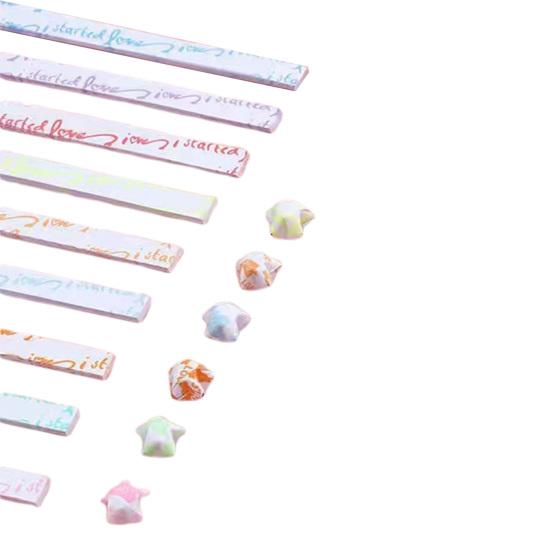 420 листов светящейся бумаги со звездами оригами, полоски разных цветов, двухсторонняя, легко складывающаяся бумага Lucky Star