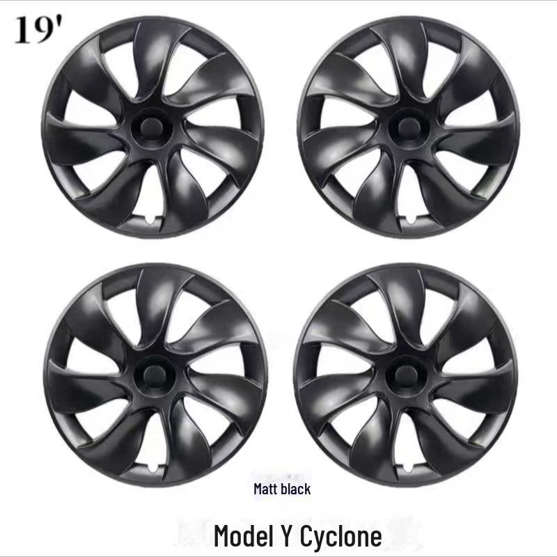 Tesla Model Y 19" Wheel Hub Decorative Protective Cover - Cyclone Turbine Design.