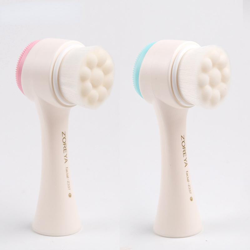 Double-sided Cleaning Pore Massage Facial Cleanser Manual Soft Hair Cleaning Brush Silicone Face Brush Facial Brush