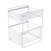 BQKOZFIN Under-Sink Storage Rack, Kitchen Storage, Sliding Drawers, 2 Tiers, 28cm Wide X 33cm Deep X 43cm High, Large Capacity, Under-Bathroom Storage