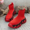 Fashion 2024 Autumn New Black and Red Color Matching Design Fashionable Women's Boots Casual and Versatile Ladies Socks and Boots
