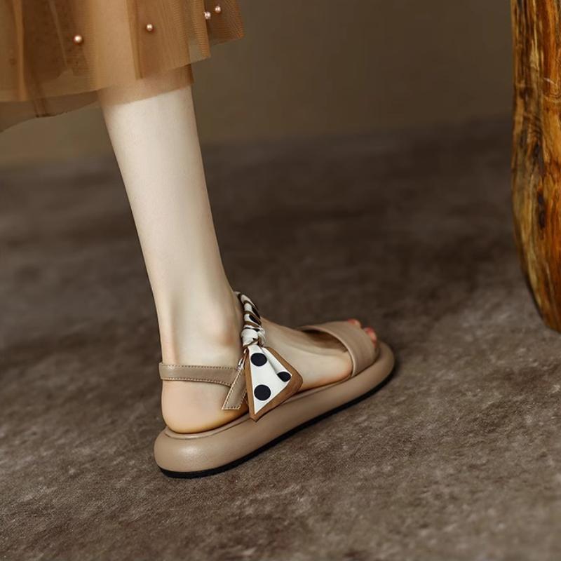 Французские винтажные коричневые сандалии, новые летние римские туфли на низком каблуке с открытым носком, женская простая женская обувь в полоску на плоской подошве