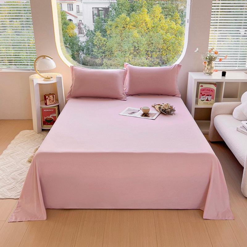 Цельная однотонная хлопковая простыня и наволочка - в стиле общежития, приятная для кожи, с двойным начесом, подходит для односпального одеяла