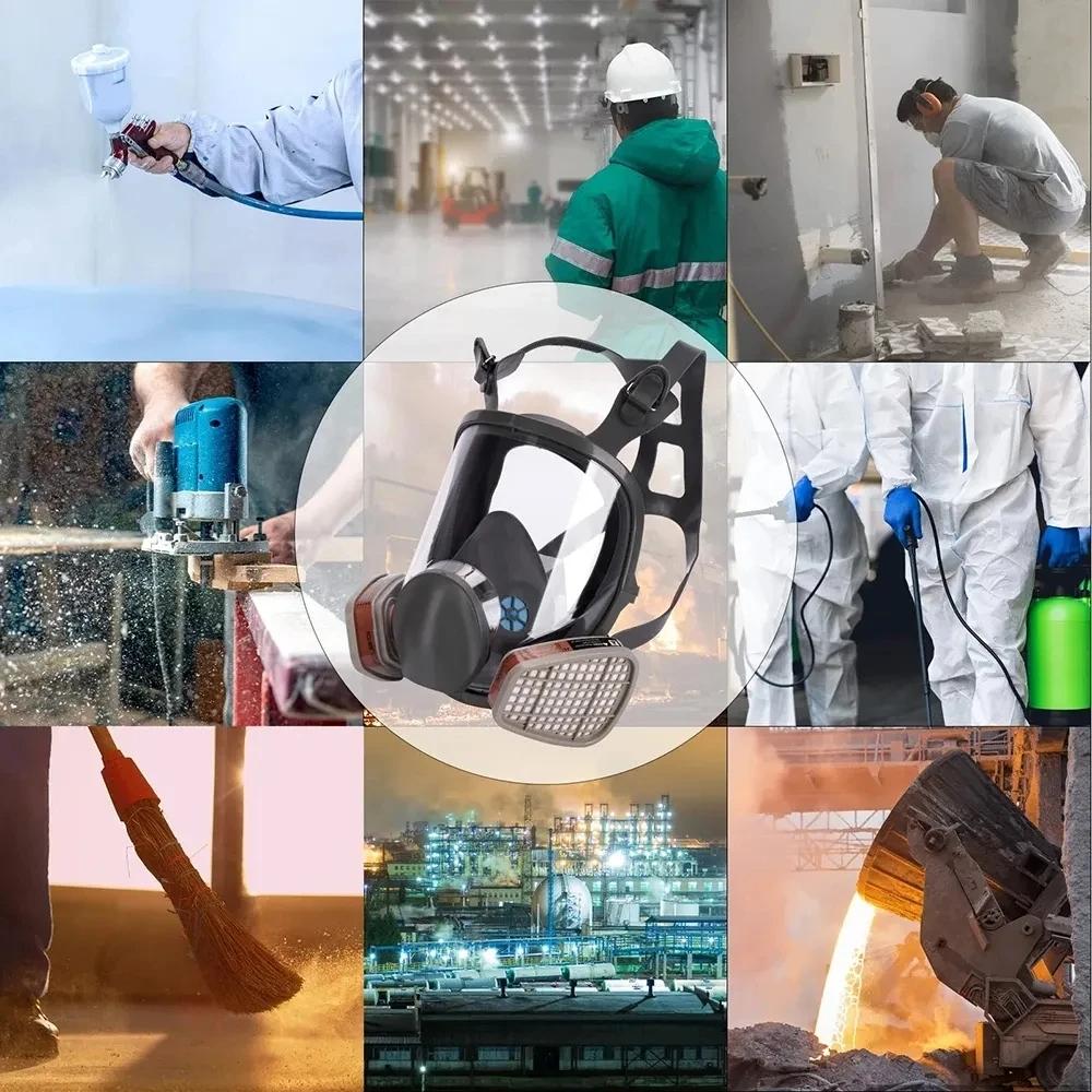 Full Face Gas Mask Filter Sets Anti-Fog 6800 Respirator Industrial Paint Spray Vaccination Safety Work Formaldehyde Protection