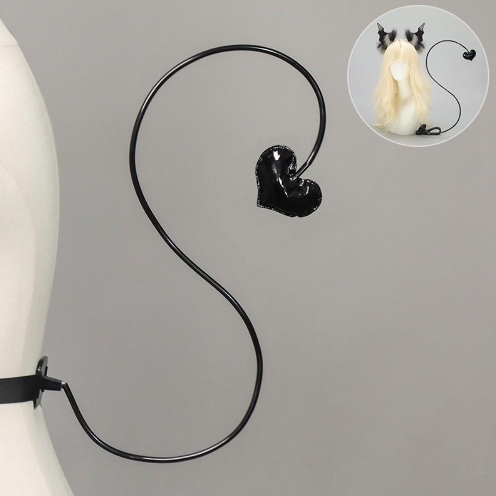 Black Demon Tail Prop Dark Gothic Cosplay Costume New Demon Horns Headband  Party