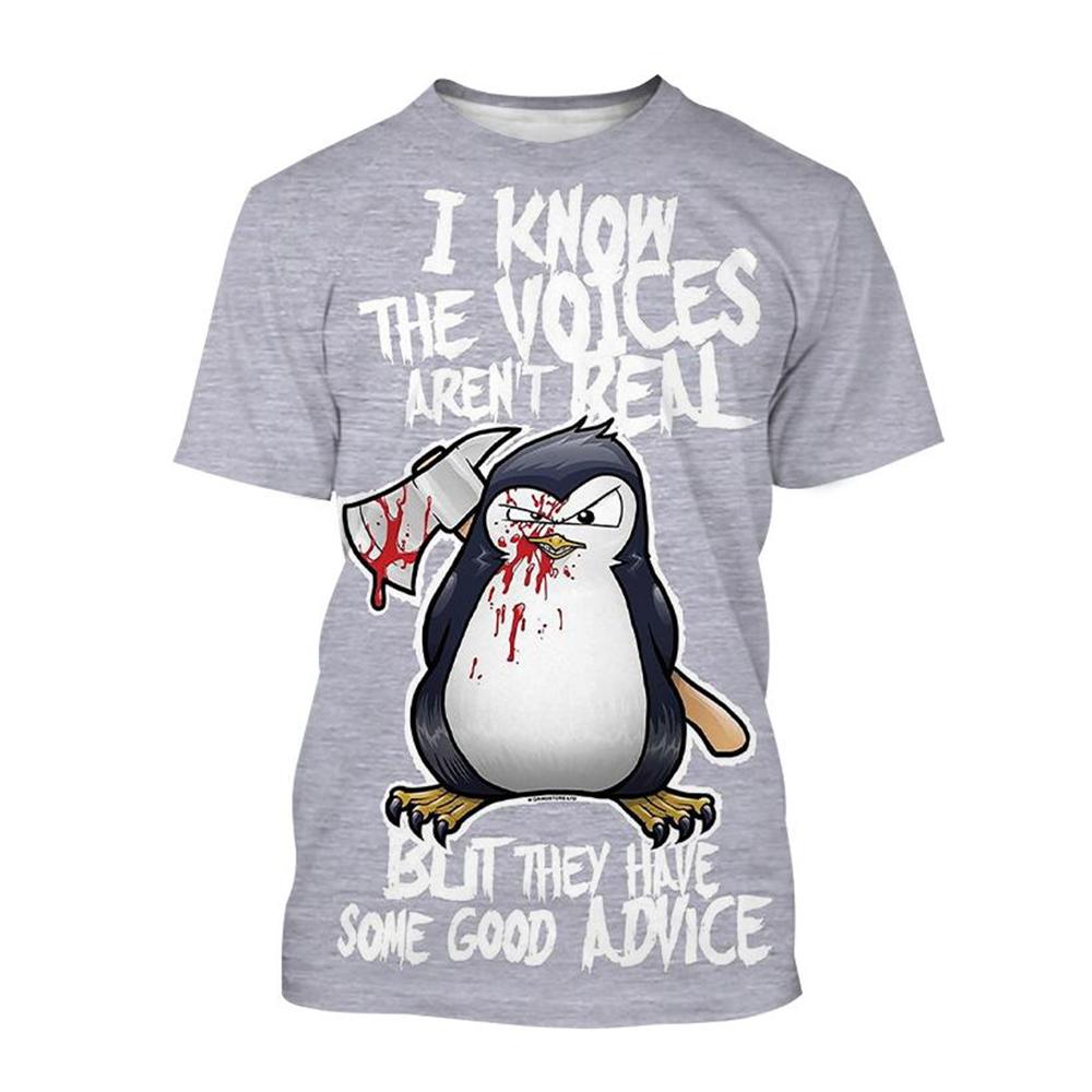 Горячая распродажа, новая футболка с принтом Psycho Penguin 3D, забавный короткий рукав с изображением животных, летняя мода, нейтральный детский повседневный топ с изображением сумасшедшего пингвина