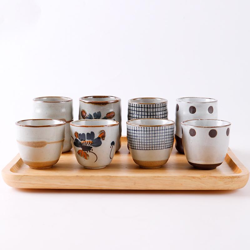 Керамическая чашка для супа в японском стиле, грубая керамика, ручная роспись, решетчатый узор, чайные чашки, креативные ретро чашки для вина, офисная посуда
