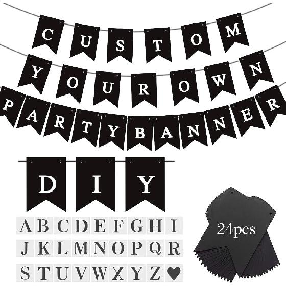 Blue Banner kit, Phrase Banner, ize Your Party Banner Signs, Handwriting Banners Party Supplies Unique Decor With Letters A~Z and heart Stencil