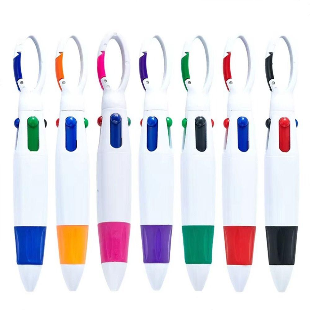 1pcs Press Type Carabiner Buckle Pen Plastic Neutral Pen Portable Ballpoint Pen Students