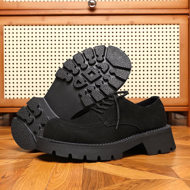 2025 осень мужские лоферы на платформе шнуровка замшевые кожаные туфли с большой головой модные повседневные туфли на платформе для мужчин