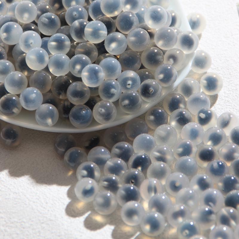 Сине-черный сахарный агат с сердечком, круглые бусины для изготовления кристальных украшений и аксессуаров своими руками