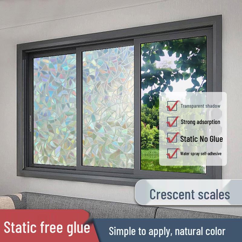Матовая самоклеящаяся оконная пленка - Конфиденциальность и защита от посторонних взглядов, Бесклеевая наклейка на стекло для гостиной