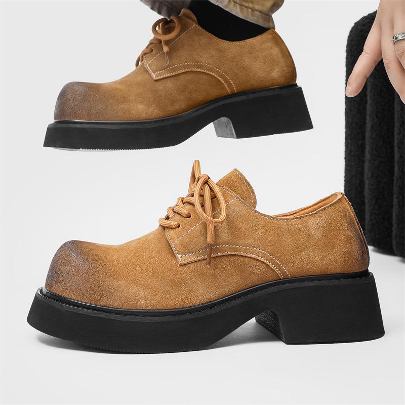 Туфли с большой головой мужские туфли трендовые черные нишевые Микки с высоким чувством дерби на толстой подошве с увеличением роста хулиганские красивые 9522-H