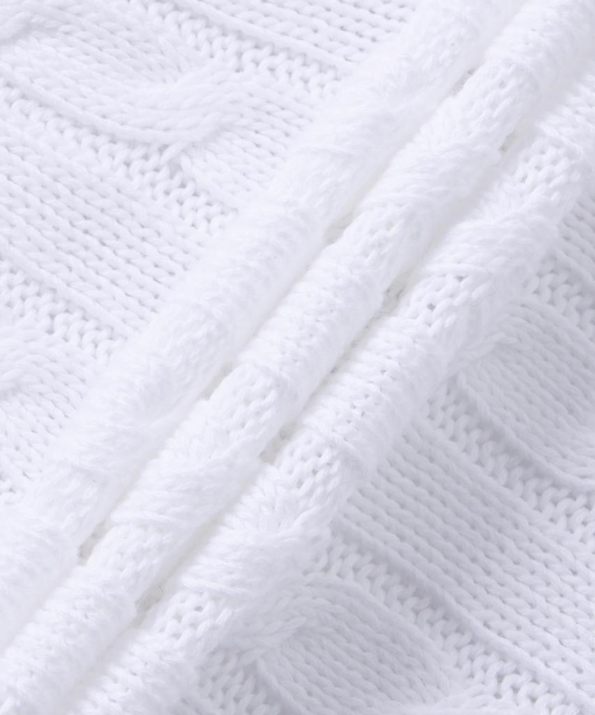 POLO RALPH LAUREN Cable Knit Cotton Crop Polo Shirt - White