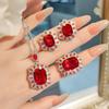 Имитация Королевский Синий Подвеска-Сокровище Ожерелье Цвет Голубиной Крови Красный Комплект Серег Изумрудные Женские Серьги-Гвоздики Циркониевое Кольцо