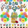Pikachu Party Set: Pokemon Birthday Bunting, Cake Toppers, Balloons, and Swirl Decorations