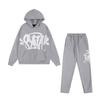 Mens Streetwear Drill Style Fleece-Lined Hoodie Jogger Set Cotton Long Sleeve Casual Outfit