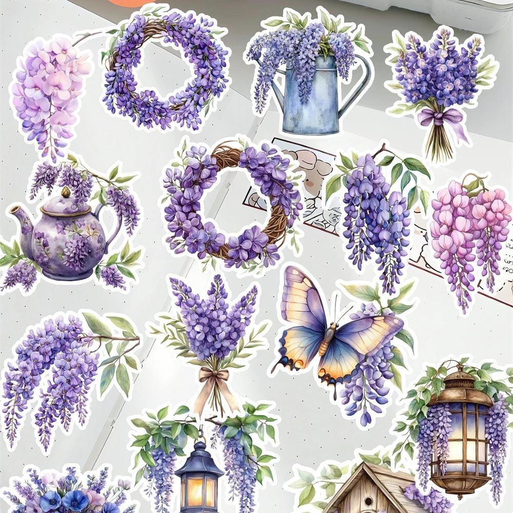 1 set Cute Watercolor Watercolor Wisteria Garden Stickers Diary Scrapbook Decoration Stationery DIY Bike Phone Book Journaling