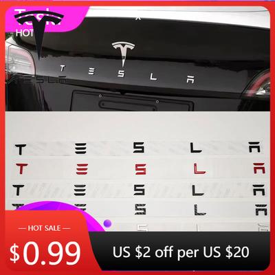 Автомобильная наклейка 2025 Новые 3D ABS буквы Логотип Tesla Углеродный Хром Черный Красный Значок Наклейки на задний багажник автомобиля Для Tesla Model 3 Y X